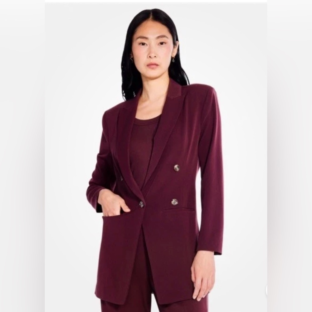 Nic + Zoe The Avenue Blazer Red Wine Color One Button Blazer Size 2 - Picture 2 of 9